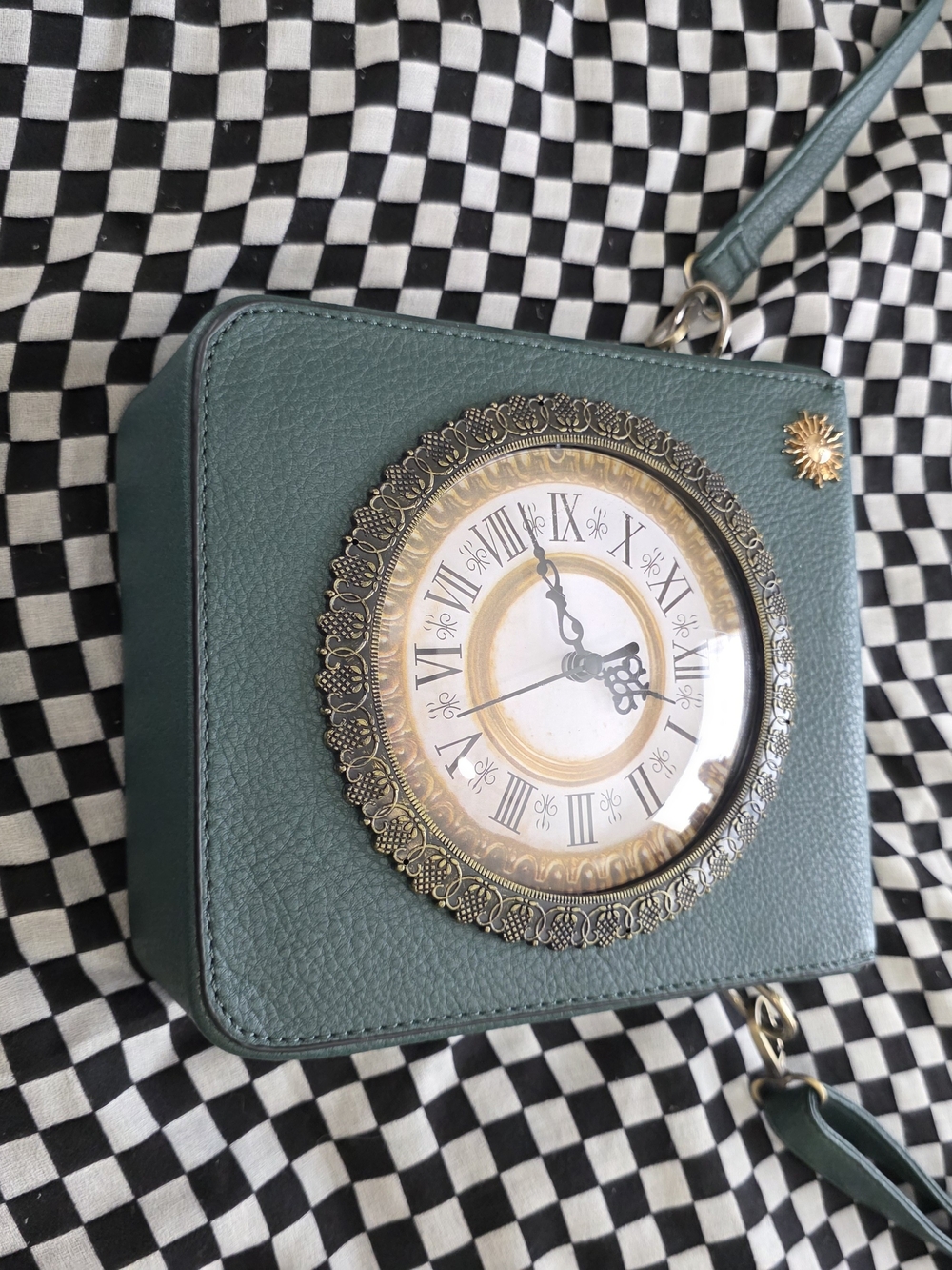 Green Clock Face Crossbody Bag - Unbranded